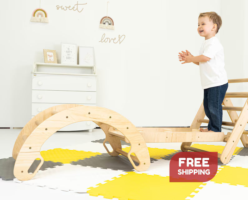 Climbing Triangle and Arch for Toddlers - Foldable, Montessori Inspired, Rocking Climber, Gift for Children