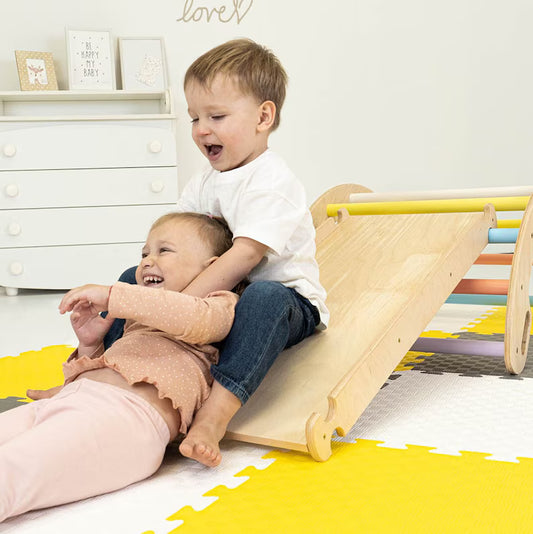 Montessori Climbing Triangle Set: Beech Wood Arch, Ramp, Slide